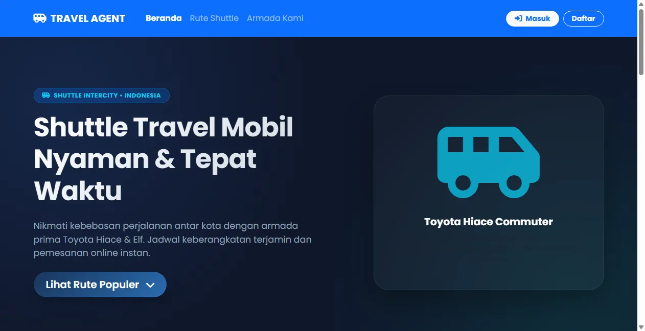 Aplikasi Reservasi & Booking Tiket Shuttle Travel Mobil (Intercity Shuttle)